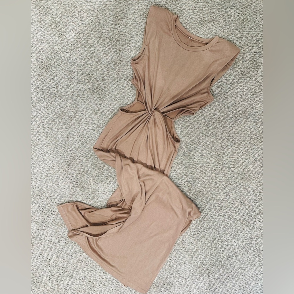 Tan Side Cut Dress